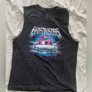 Ghostbusters Black Muscle Tee with Vibrant Glow in the Dark Graphic
